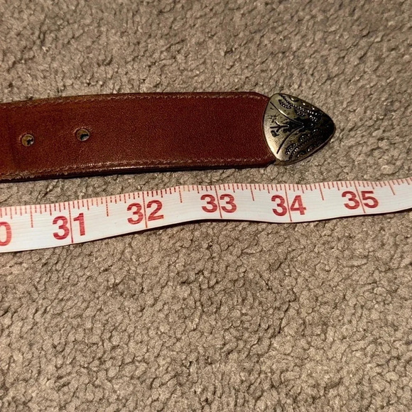 Brighton 1991 Brown Leather Belt with Silver Piece Accents Size Medium main image 8